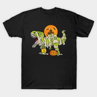 Funny Halloween Boys T Rex Dinosaur Mummy Costume T-Shirt